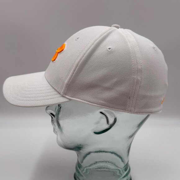 Under Armour UA Blitzing Cap Flex Hat White & Orange Mens Size L/XL Stretch Fit - Picture 2 of 12